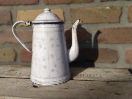 Grote emaille koffiepot hoogte ca 28 cm blauw saks