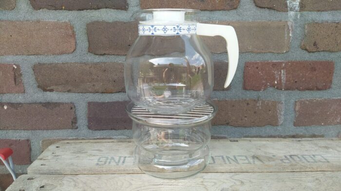 Complete set theepot en theelichthouder van glas blauw saks - Afbeelding 2